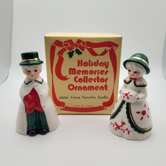 Vintage Holiday Memories Collector Ornaments Olde Time Family Bells In Box - Picture 1 of 11